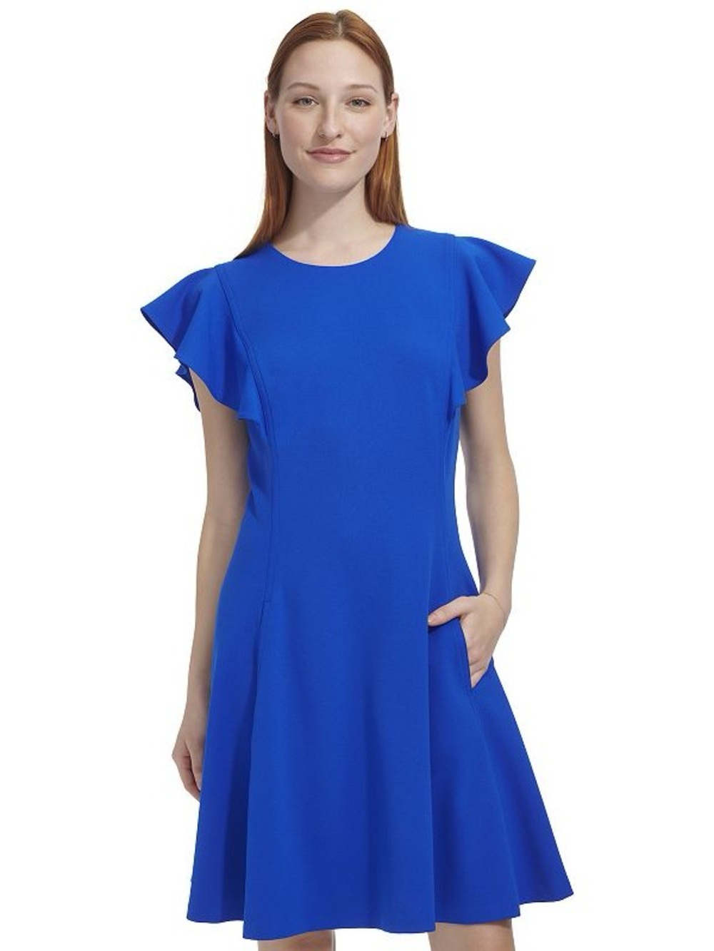 Andrew Marc Ruffle Fit And Flare Mini Dress size 8